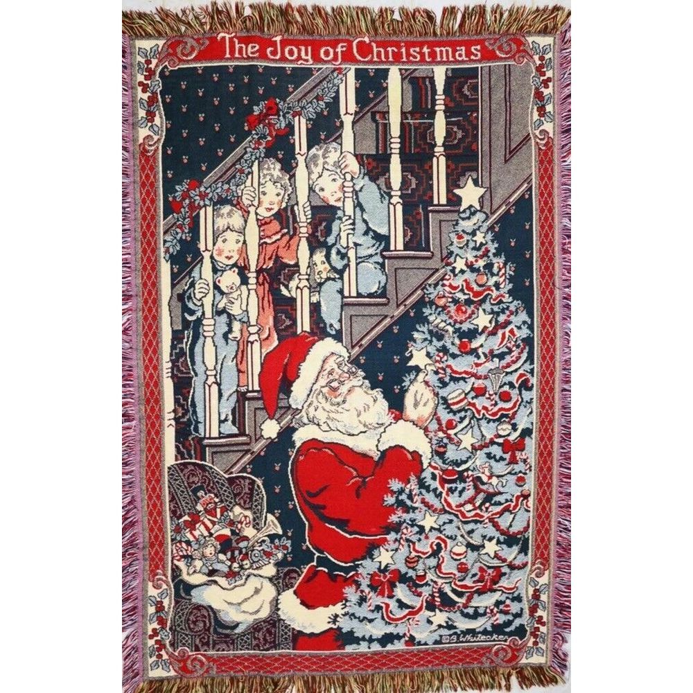 Vintage Christmas Santa Claus Tapestry Blanket‎ Throw Betty Smith Whiteaker